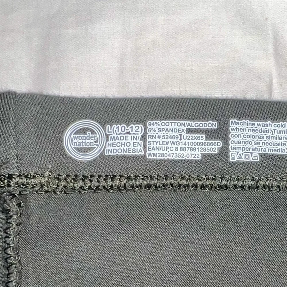 Wonder Nation | Girls Tough Cotton Leggings, Olive Green | L (10-12)